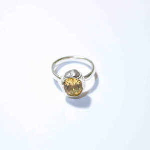 Nugget Grand Cocktail Silver Ring with Citrine by Fiona Hutchinson