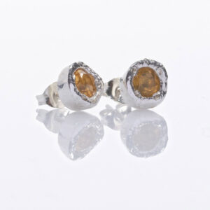 Nugget Silver Earring with citrine stone by Fiona Hutchinson