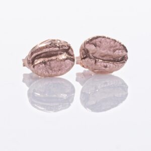 Coffee bean rose gilt stud earrings by Fiona Hutchinson