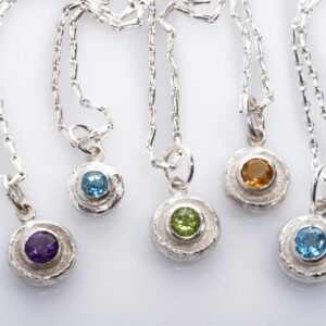 Angelica silver pendant with stone by Fiona Hutchinson