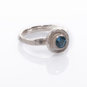 Angelica silver ring with swiss blue topaz by Fiona Hutchinson